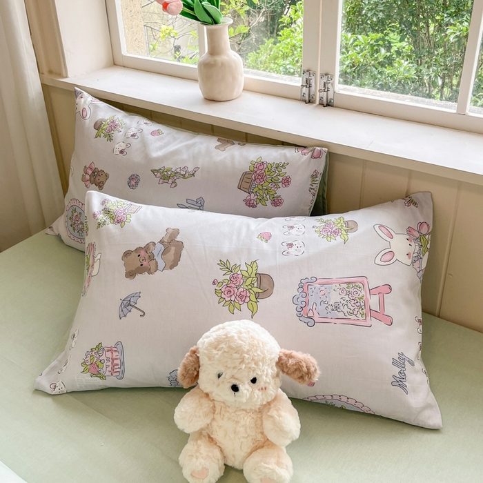 91家纺网 家纺一手货源 找家纺 琪格格纺织 2025新款13070全棉纯棉小清新四件套 开心乐园