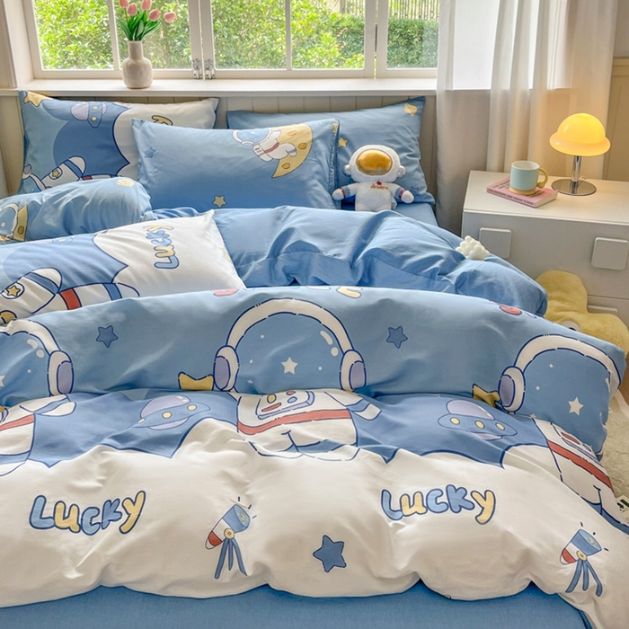 91家纺网 家纺一手货源 找家纺 琪格格纺织 2025新款13070全棉纯棉小清新四件套 淘气星球