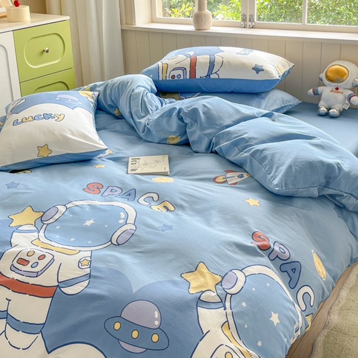 91家纺网 家纺一手货源 找家纺 琪格格纺织 2025新款13070全棉纯棉小清新四件套 淘气星球