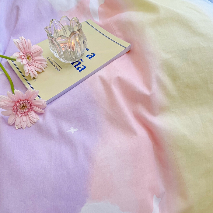 91家纺网 家纺一手货源 找家纺 琪格格纺织 2025新款全棉纯棉13372小清新四件套 彩霞