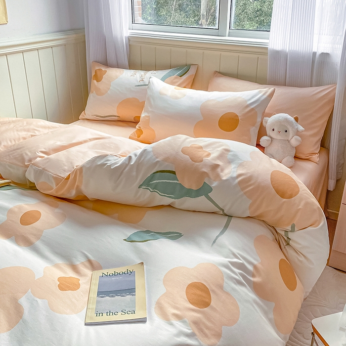 91家纺网 家纺一手货源 找家纺 琪格格纺织 2025新款全棉纯棉13372小清新四件套 微雨