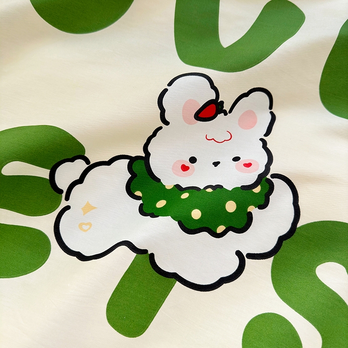 91家纺网 家纺一手货源 找家纺 琪格格纺织 2025新款全棉纯棉13372小清新四件套 皮皮兔