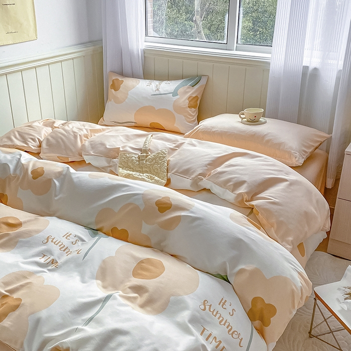 91家纺网 家纺一手货源 找家纺 琪格格纺织 2025新款全棉纯棉13372小清新四件套 微雨