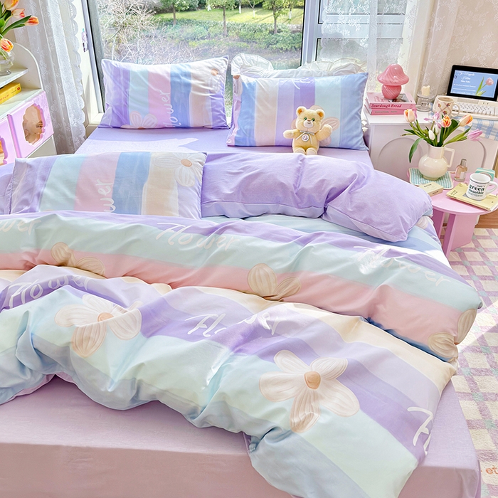 91家纺网 家纺一手货源 找家纺 琪格格纺织 2025新款全棉纯棉13372小清新四件套 苏珊花园