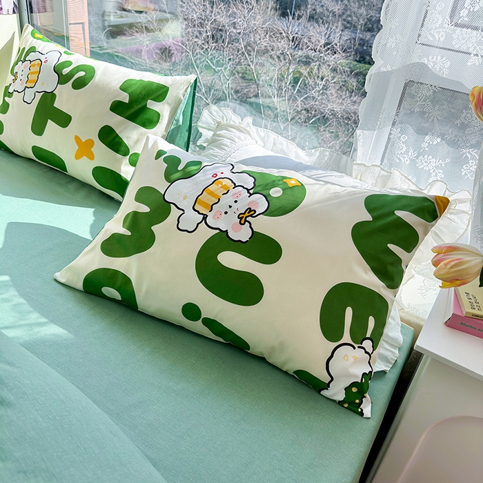 91家纺网 家纺一手货源 找家纺 琪格格纺织 2025新款全棉纯棉13372小清新四件套 皮皮兔