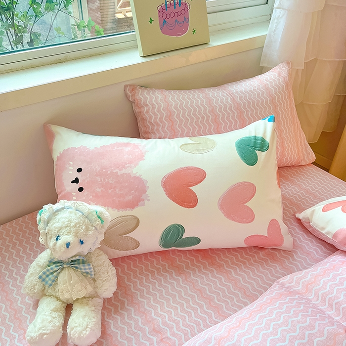 91家纺网 家纺一手货源 找家纺 琪格格纺织 2025新款全棉纯棉13372小清新四件套 萌心兔