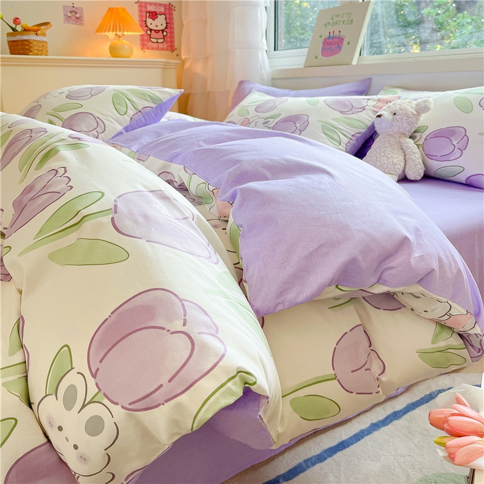 91家纺网 家纺一手货源 找家纺 （总）琪格格纺织 2025新款全棉纯棉13372小清新四件套