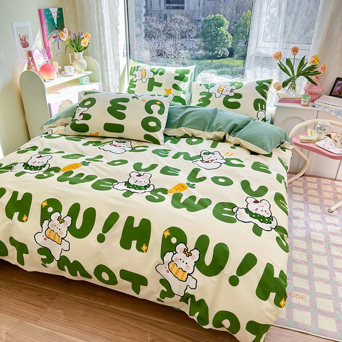 91家纺网 家纺一手货源 找家纺 琪格格纺织 2025新款全棉纯棉13372小清新单被套 被套单件 皮皮兔