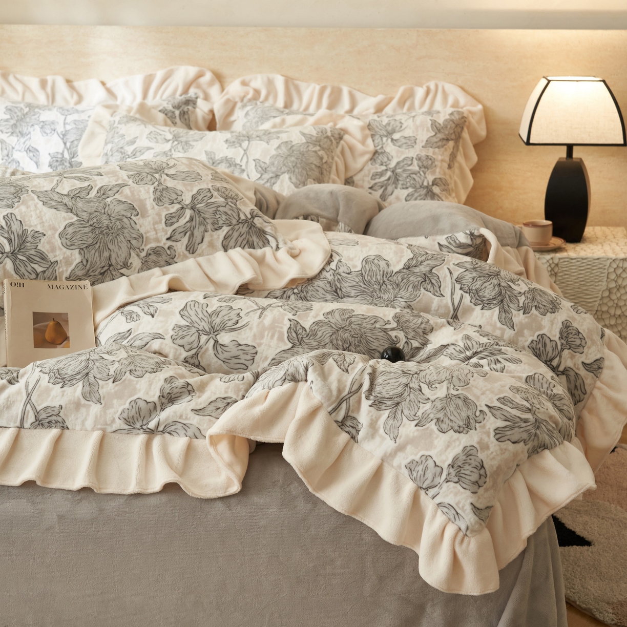 91家纺网 家纺一手货源 找家纺 （总）爱乐  全消光花边烂花牛奶绒四件套