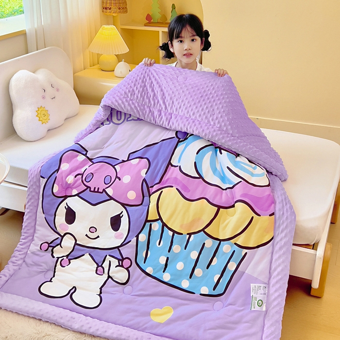 91家纺网 家纺一手货源 找家纺 （总）吉咪兔家纺 2025新款大版三丽鸥库洛米儿童豆豆被针织棉幼儿园宝宝午睡春秋四季婴儿被子被芯