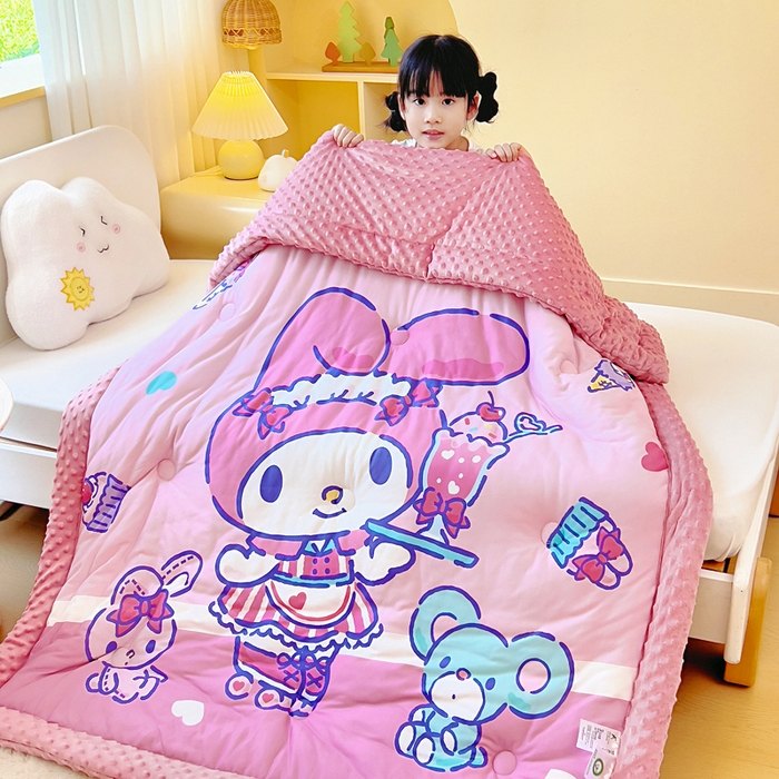 吉咪兔家纺 2025新款大版三丽鸥库洛米儿童豆豆被针织棉幼儿园宝宝午睡春秋四季婴儿被子被芯 奶茶美乐蒂