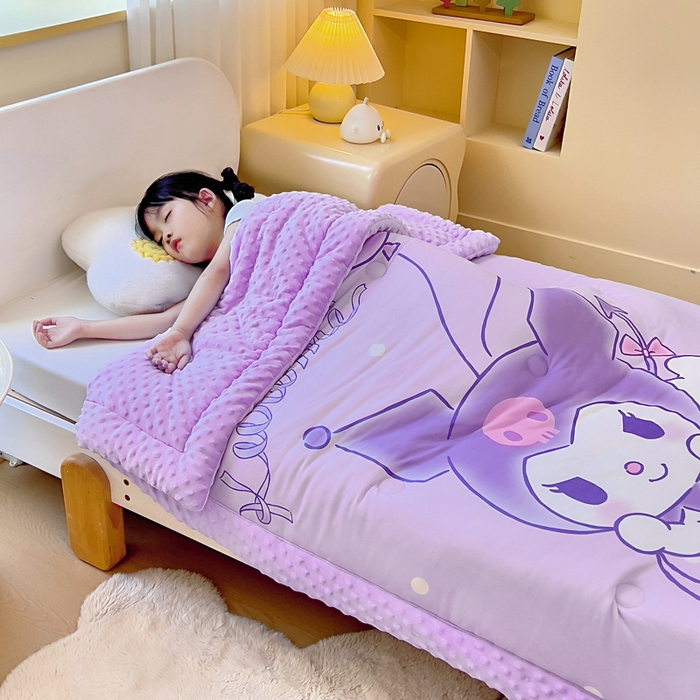 91家纺网 家纺一手货源 找家纺 吉咪兔家纺 2025新款大版三丽鸥库洛米儿童豆豆被针织棉幼儿园宝宝午睡春秋四季婴儿被子被芯 气球库洛米