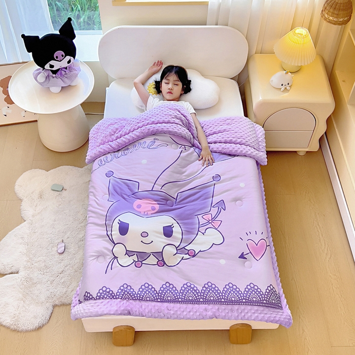 91家纺网 家纺一手货源 找家纺 吉咪兔家纺 2025新款大版三丽鸥库洛米儿童豆豆被针织棉幼儿园宝宝午睡春秋四季婴儿被子被芯 气球库洛米