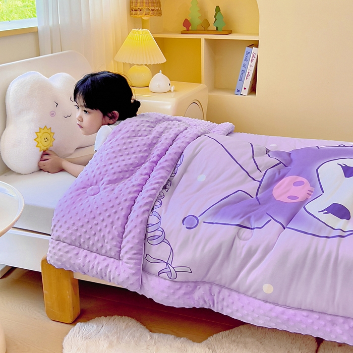 91家纺网 家纺一手货源 找家纺 吉咪兔家纺 2025新款大版三丽鸥库洛米儿童豆豆被针织棉幼儿园宝宝午睡春秋四季婴儿被子被芯 气球库洛米