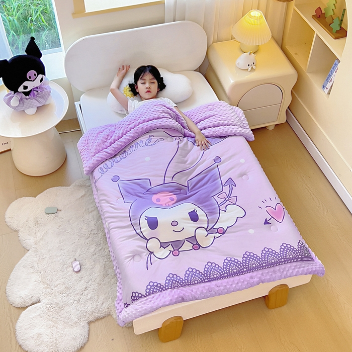 91家纺网 家纺一手货源 找家纺 吉咪兔家纺 2025新款大版三丽鸥库洛米儿童豆豆被针织棉幼儿园宝宝午睡春秋四季婴儿被子被芯 气球库洛米