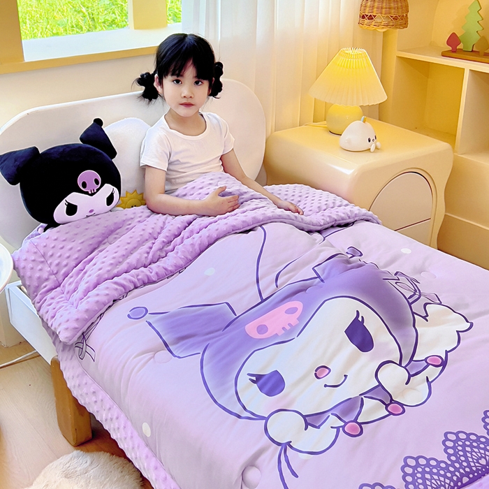 91家纺网 家纺一手货源 找家纺 吉咪兔家纺 2025新款大版三丽鸥库洛米儿童豆豆被针织棉幼儿园宝宝午睡春秋四季婴儿被子被芯 气球库洛米