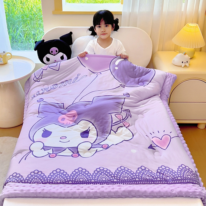 91家纺网 家纺一手货源 找家纺 吉咪兔家纺 2025新款大版三丽鸥库洛米儿童豆豆被针织棉幼儿园宝宝午睡春秋四季婴儿被子被芯 气球库洛米