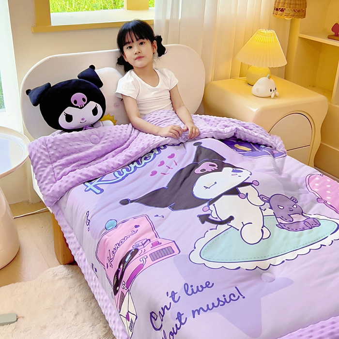 91家纺网 家纺一手货源 找家纺 吉咪兔家纺 2025新款大版三丽鸥库洛米儿童豆豆被针织棉幼儿园宝宝午睡春秋四季婴儿被子被芯 梳妆库洛米