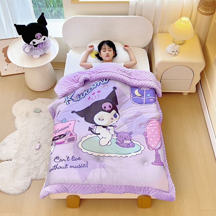 91家纺网 家纺一手货源 找家纺 吉咪兔家纺 2025新款大版三丽鸥库洛米儿童豆豆被针织棉幼儿园宝宝午睡春秋四季婴儿被子被芯 梳妆库洛米