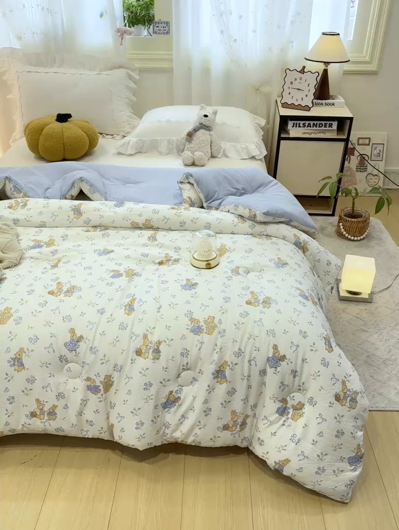 91家纺网 家纺一手货源 找家纺 梦初语 2025秋冬新款大豆纤维被子冬被棉被芯春秋被宿舍单双人学生四季通用（大豆纤维含量10%） 春日来信