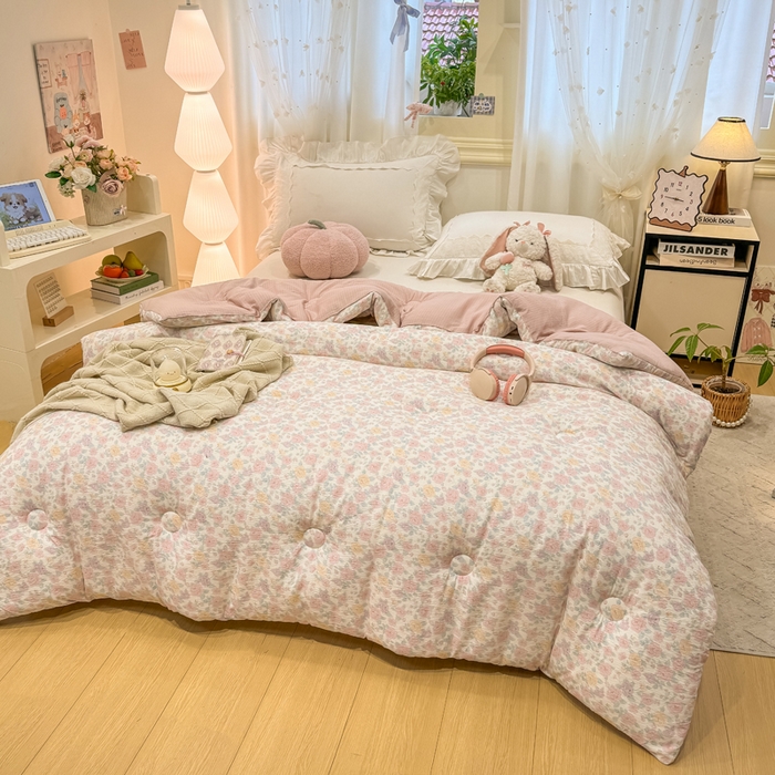 91家纺网 家纺一手货源 找家纺 梦初语 2025秋冬新款大豆纤维被子冬被棉被芯春秋被宿舍单双人学生四季通用（大豆纤维含量10%） 花颜