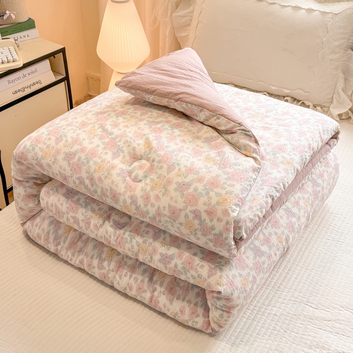 91家纺网 家纺一手货源 找家纺 梦初语 2025秋冬新款大豆纤维被子冬被棉被芯春秋被宿舍单双人学生四季通用（大豆纤维含量10%） 花颜