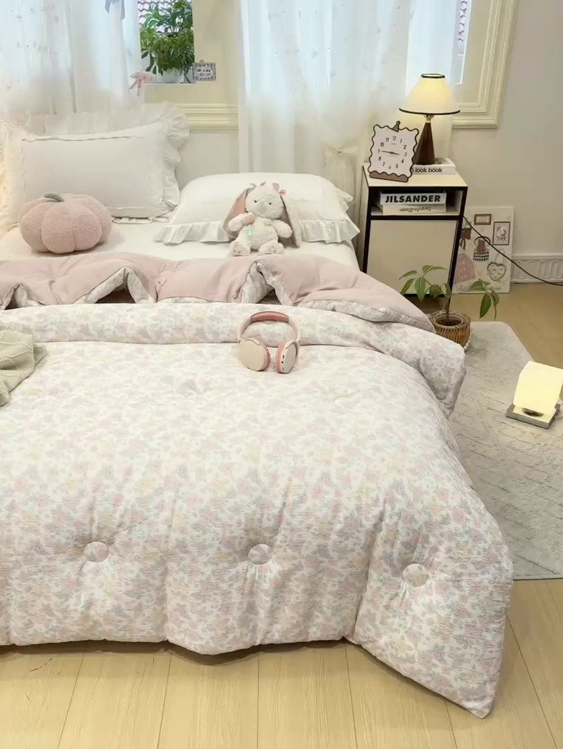 91家纺网 家纺一手货源 找家纺 梦初语 2025秋冬新款大豆纤维被子冬被棉被芯春秋被宿舍单双人学生四季通用（大豆纤维含量10%） 花颜