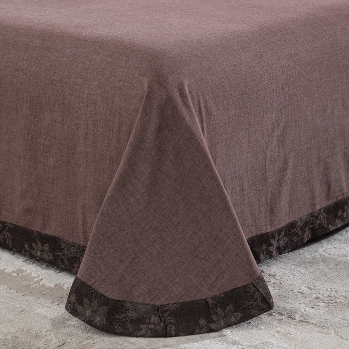 91家纺网 家纺一手货源 找家纺 鲁爱家纺供货 2025新款全棉色织提花（花边镂空款）四件套  西江月-中古色