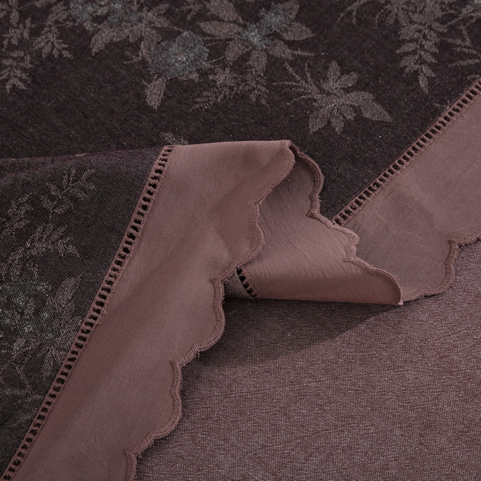 91家纺网 家纺一手货源 找家纺 鲁爱家纺供货 2025新款全棉色织提花（花边镂空款）四件套  西江月-中古色