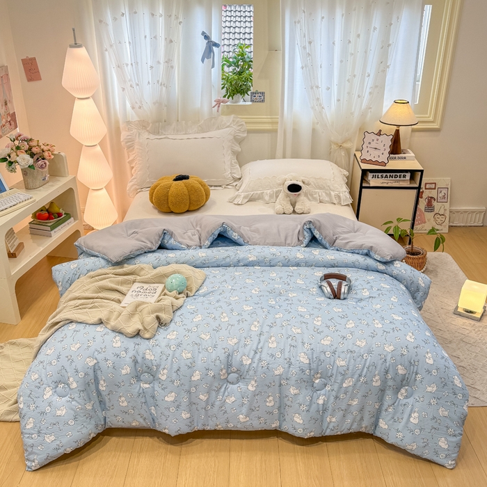 91家纺网 家纺一手货源 找家纺 梦初语 2025秋冬新款大豆纤维被子冬被棉被芯春秋被宿舍单双人学生四季通用（大豆纤维含量10%） 甜兔派对