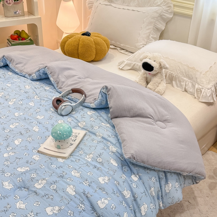 91家纺网 家纺一手货源 找家纺 梦初语 2025秋冬新款大豆纤维被子冬被棉被芯春秋被宿舍单双人学生四季通用（大豆纤维含量10%） 甜兔派对