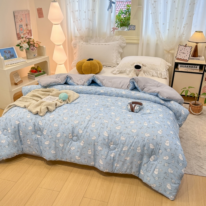 91家纺网 家纺一手货源 找家纺 梦初语 2025秋冬新款大豆纤维被子冬被棉被芯春秋被宿舍单双人学生四季通用（大豆纤维含量10%） 甜兔派对