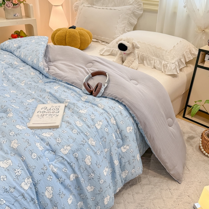 91家纺网 家纺一手货源 找家纺 梦初语 2025秋冬新款大豆纤维被子冬被棉被芯春秋被宿舍单双人学生四季通用（大豆纤维含量10%） 甜兔派对