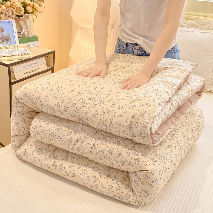 91家纺网 家纺一手货源 找家纺 梦初语 2025秋冬新款大豆纤维被子冬被棉被芯春秋被宿舍单双人学生四季通用（大豆纤维含量10%） 唯美小兔