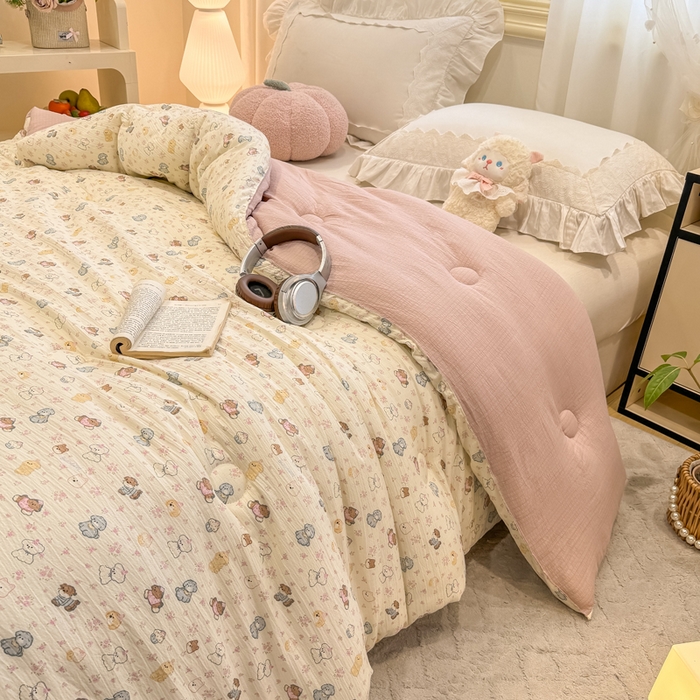 91家纺网 家纺一手货源 找家纺 梦初语 2025秋冬新款大豆纤维被子冬被棉被芯春秋被宿舍单双人学生四季通用（大豆纤维含量10%） 唯美小兔