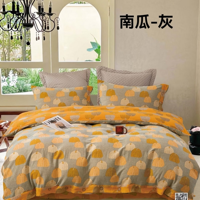 91家纺网 家纺一手货源 找家纺 （总）鲁爱 2025新款全棉色织双层纱纽扣款四件套