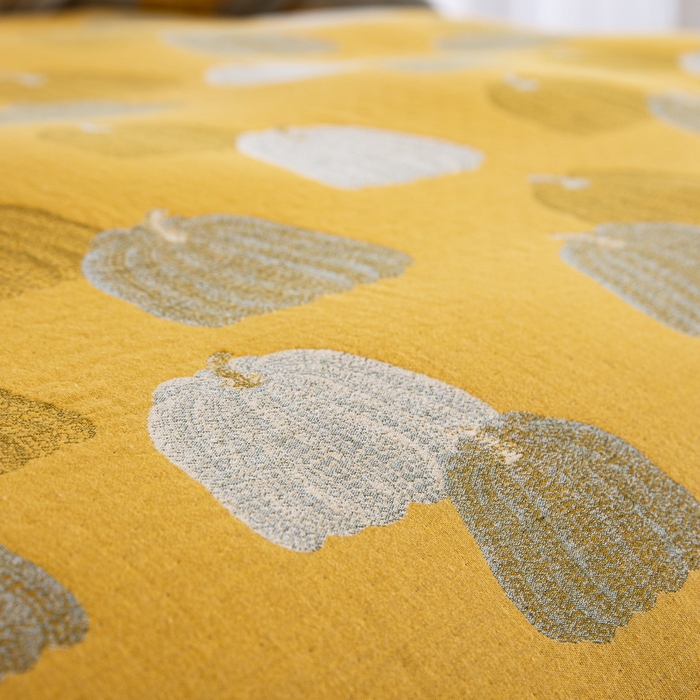 91家纺网 家纺一手货源 找家纺 鲁爱 2025新款全棉色织双层纱纽扣款四件套  南瓜-黄