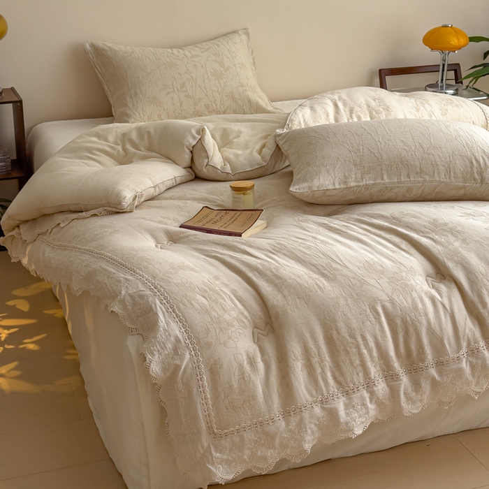 91家纺网 家纺一手货源 找家纺 （总）米菲 2025新款亲肤舒适棉麻大提花花边冬被被子被芯