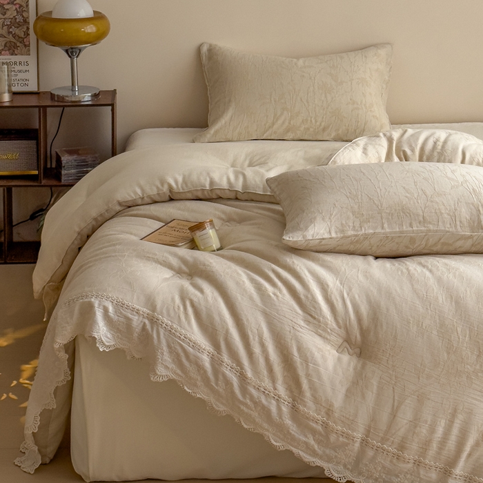 91家纺网 家纺一手货源 找家纺 （总）米菲 2025新款亲肤舒适棉麻大提花花边冬被被子被芯