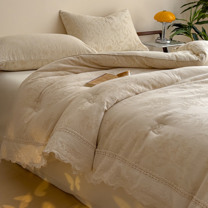 91家纺网 家纺一手货源 找家纺 （总）米菲 2025新款亲肤舒适棉麻大提花花边冬被被子被芯