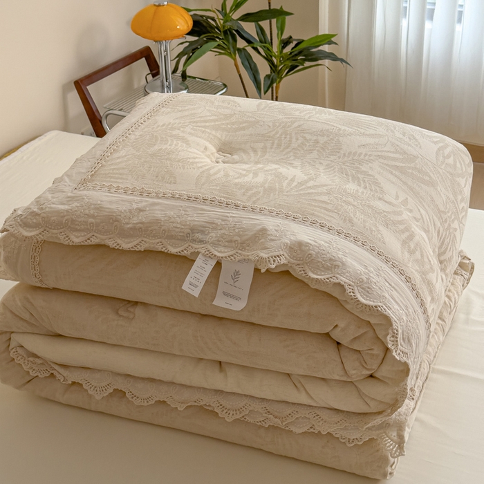 91家纺网 家纺一手货源 找家纺 （总）米菲 2025新款亲肤舒适棉麻大提花花边冬被被子被芯