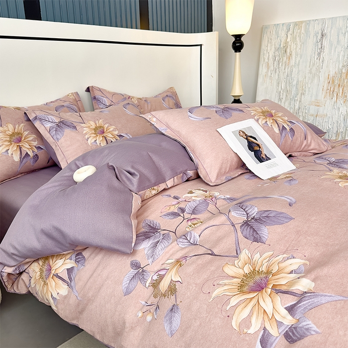 91家纺网 家纺一手货源 找家纺 优品阁 2024新款亲肤舒适全棉磨毛四件套学生三件套系列 北境梨花