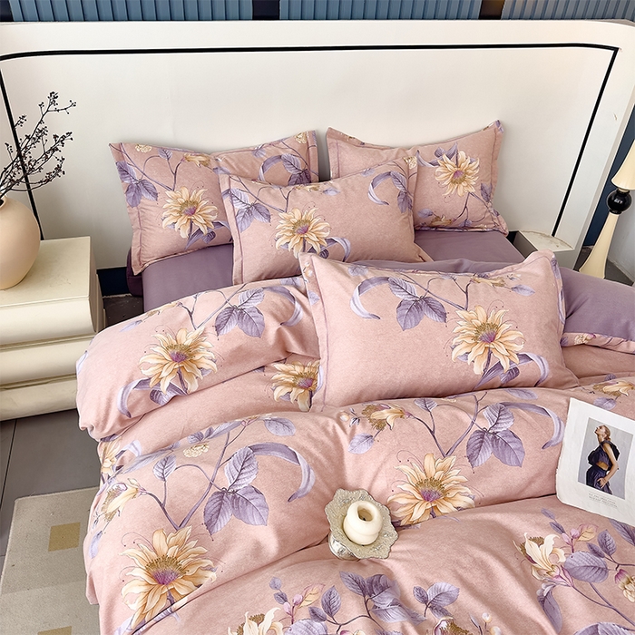 91家纺网 家纺一手货源 找家纺 优品阁 2024新款亲肤舒适全棉磨毛四件套学生三件套系列 北境梨花