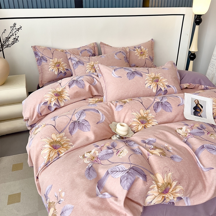 91家纺网 家纺一手货源 找家纺 优品阁 2024新款亲肤舒适全棉磨毛四件套学生三件套系列 北境梨花