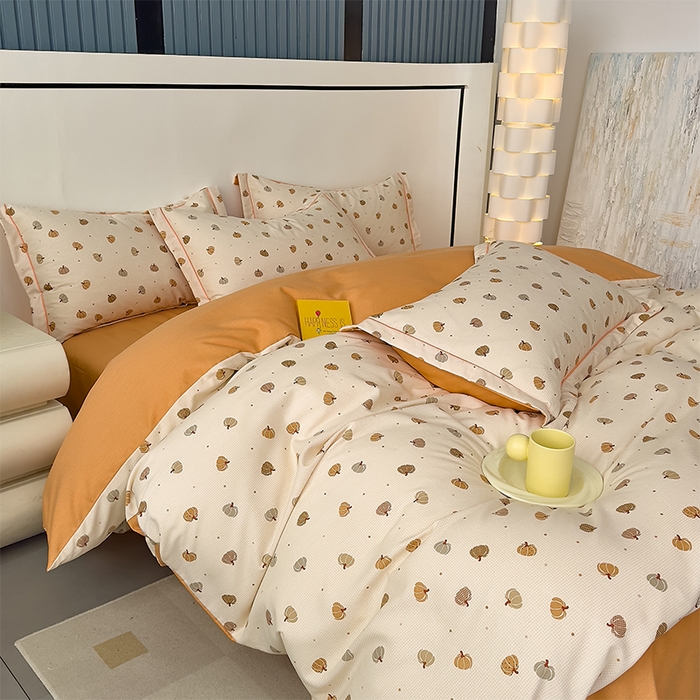 91家纺网 家纺一手货源 找家纺 优品阁 2024新款亲肤舒适全棉磨毛四件套学生三件套系列 贝贝南瓜