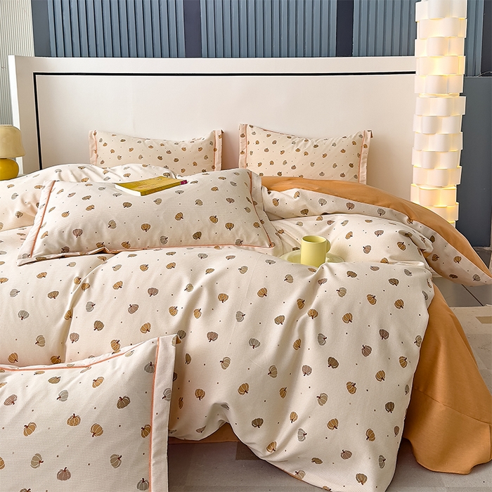 91家纺网 家纺一手货源 找家纺 优品阁 2024新款亲肤舒适全棉磨毛四件套学生三件套系列 贝贝南瓜