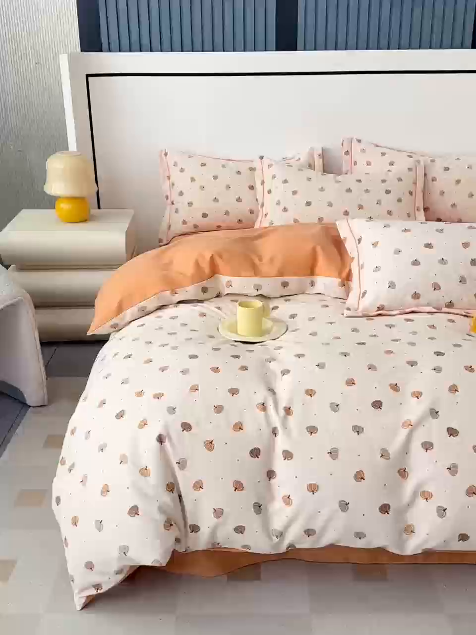 91家纺网 家纺一手货源 找家纺 优品阁 2024新款亲肤舒适全棉磨毛四件套学生三件套系列 贝贝南瓜