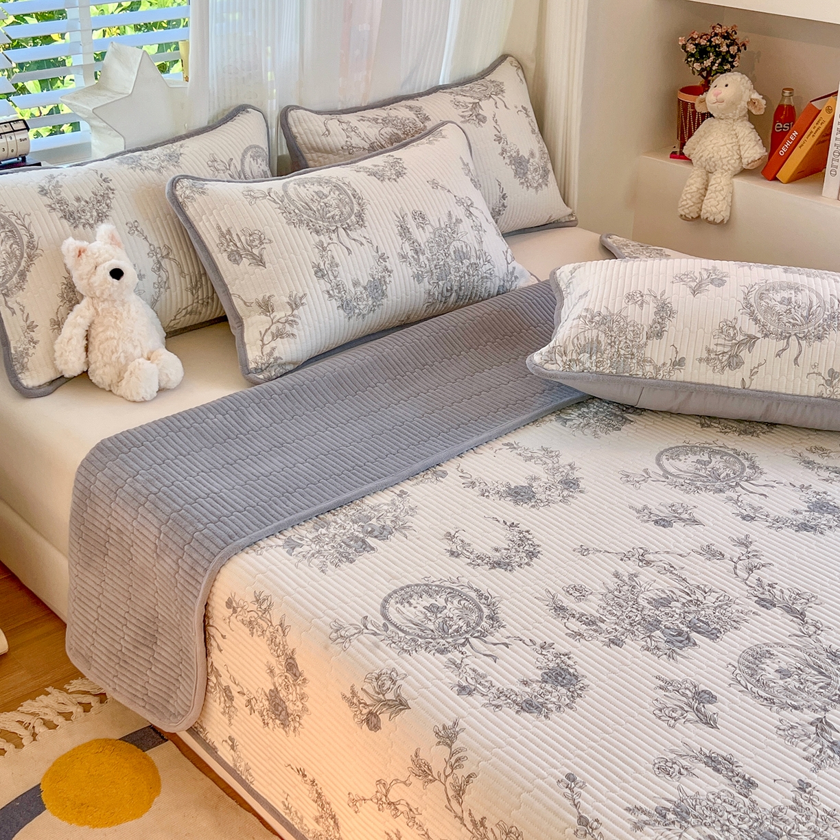 91家纺网 家纺一手货源 找家纺 （总）X猫先生 2025新品棉加绒床盖一面全棉一面牛奶绒床盖炕盖加厚床单床垫四季款系列二