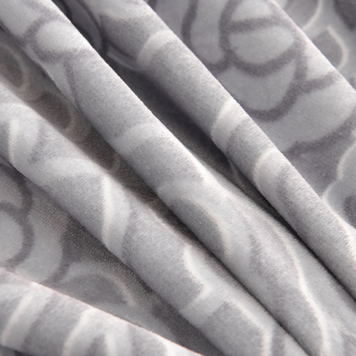 91家纺网 家纺一手货源 找家纺 绘萱2025新品爆款8斤包边印花牛奶绒四件套床裙款法莱绒金貂貂狐 玫瑰花语-灰