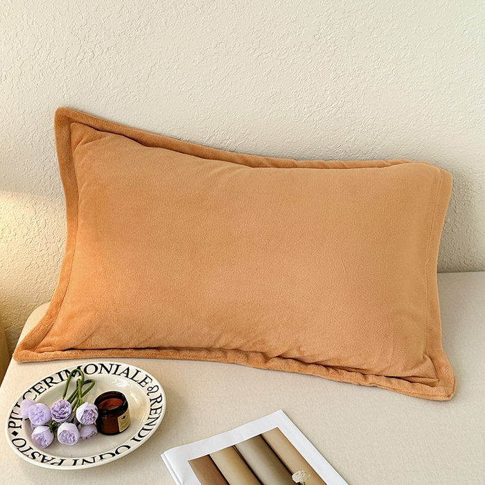 91家纺网 家纺一手货源 找家纺 百寐 2025新款纯色牛奶绒抗静电加厚保暖信封加大50*80/48*74/40*60 星辰橘